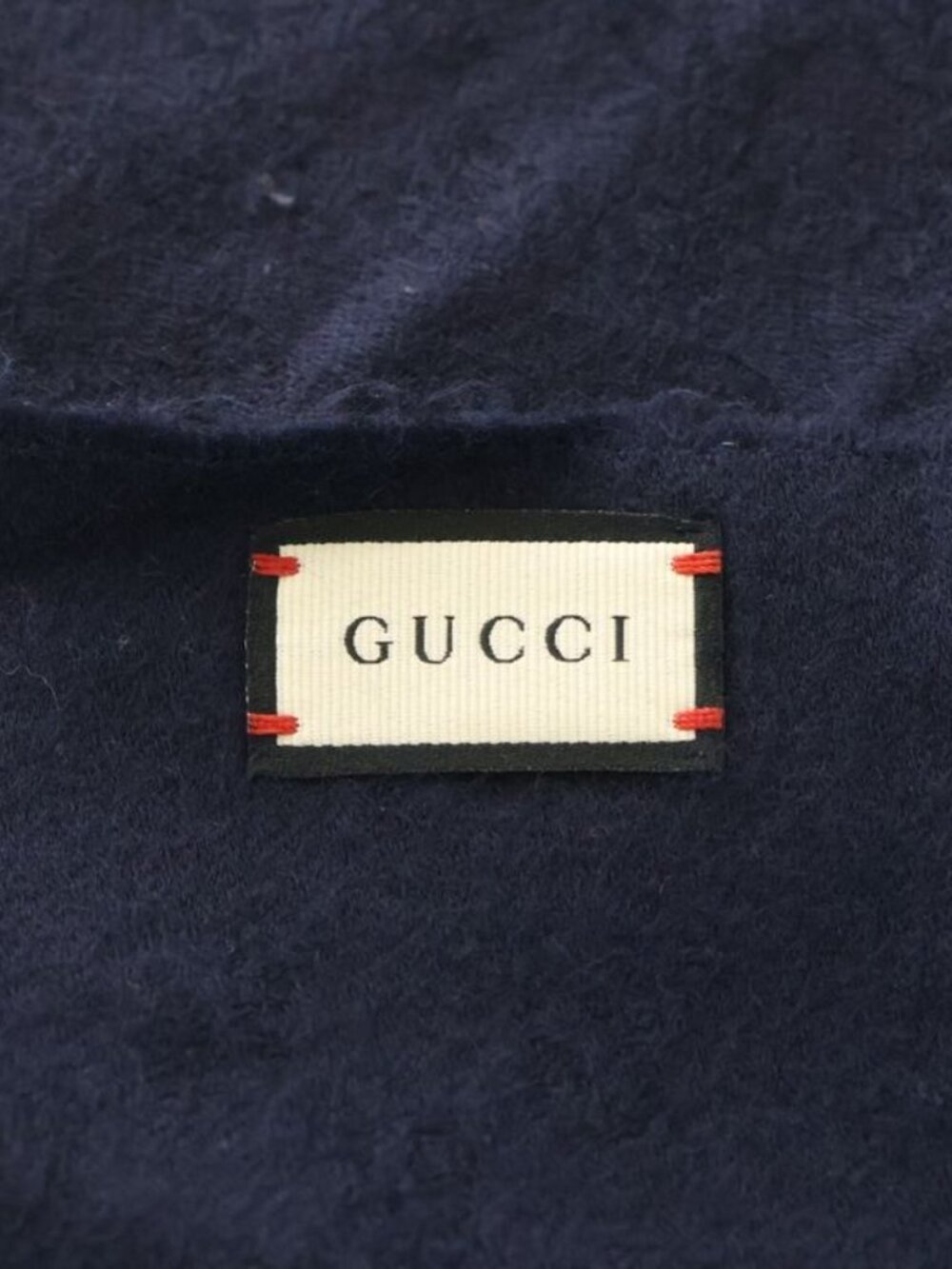 Gucci GG Pattern Cashmere Muffler Navy Scarf - Picture 4 of 6